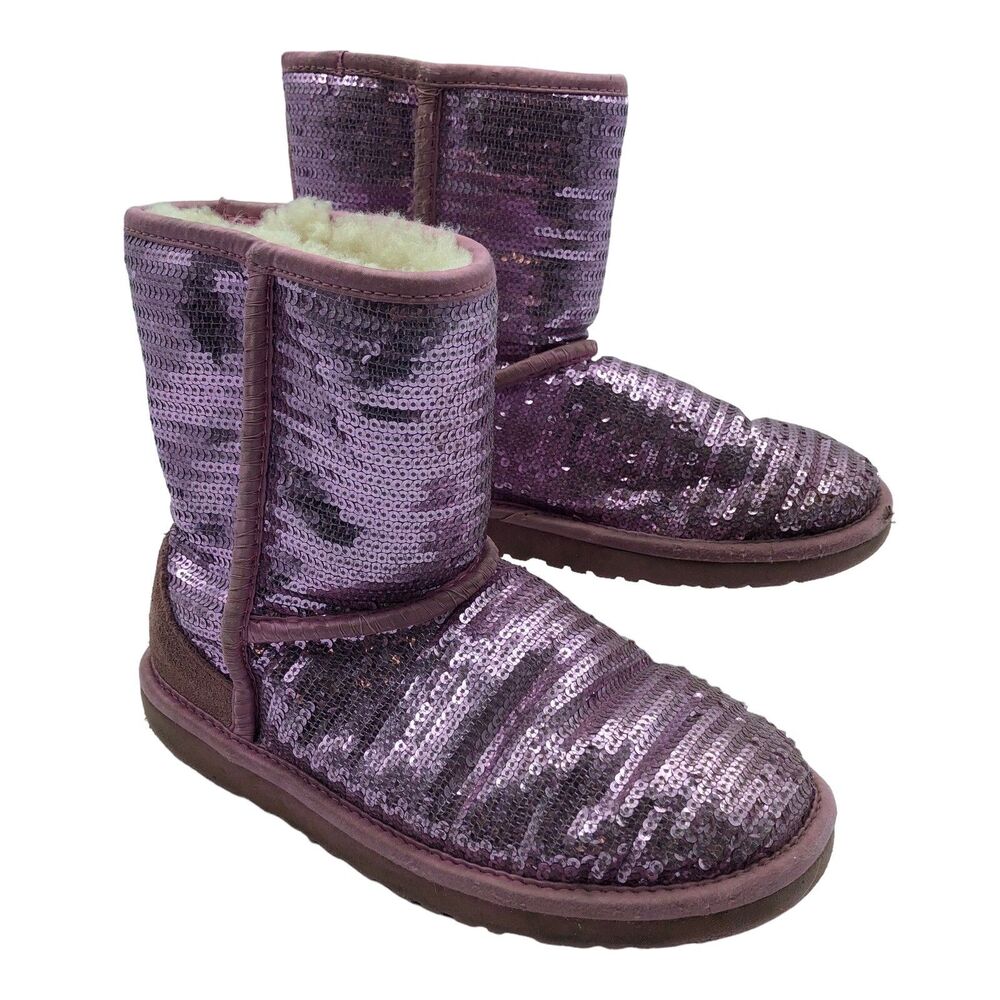 UGG Women's Classic Short Sequin Boots size 4 Pink